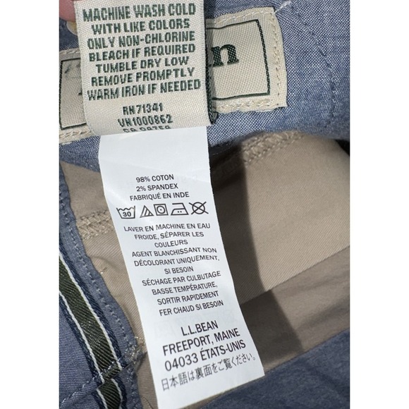 LL Bean Mens Size 36x30 Pants Khaki Tan Flat Front Natural Fit Cotton Stretch - Picture 8 of 12